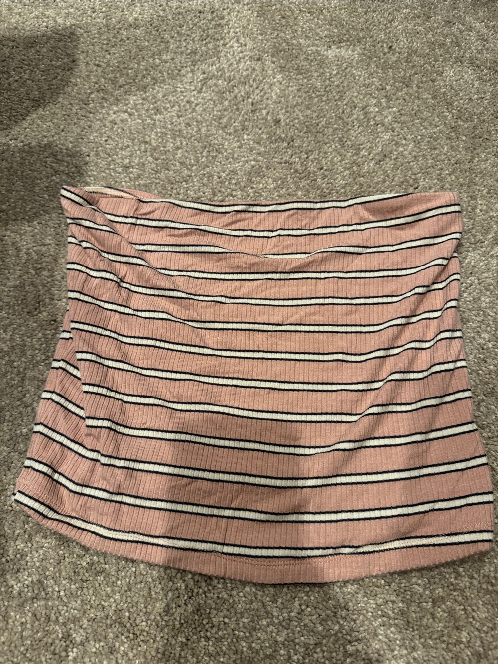 American Eagle Outfitters Pink and White Striped Ribbed Tube Top